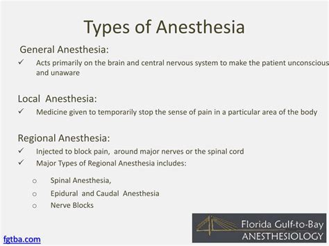 Main Types Of Anesthesia...